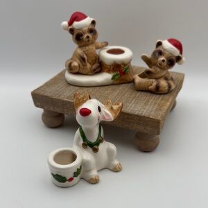 Vintage Christmas Lund's Lites Made in Japan Holiday Candle Holders Lot of‎ 3